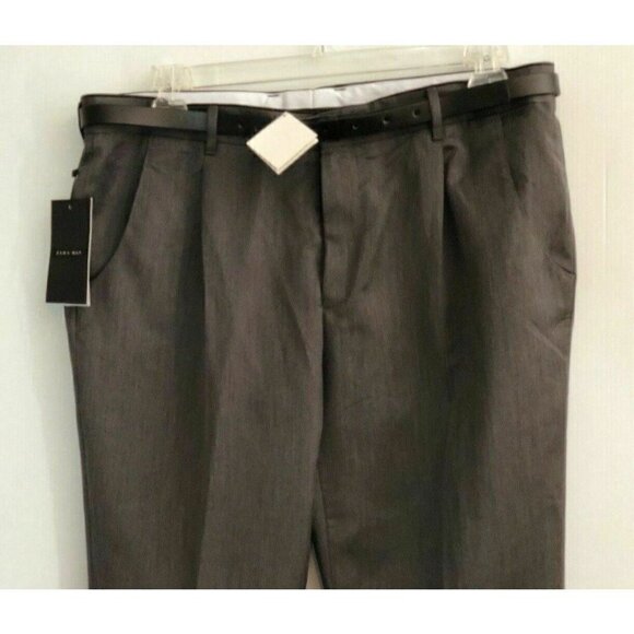 Zara Man Men's Gray Slim Suit Belted Pants Trousers Size 36 - Picture 8 of 12